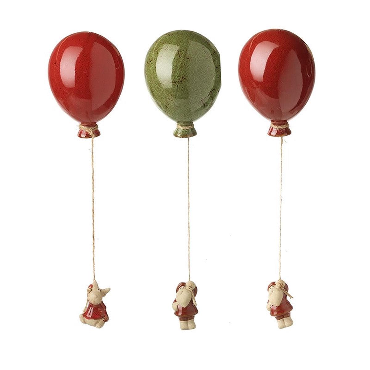 Santa & Reindeer Hanging from Balloons