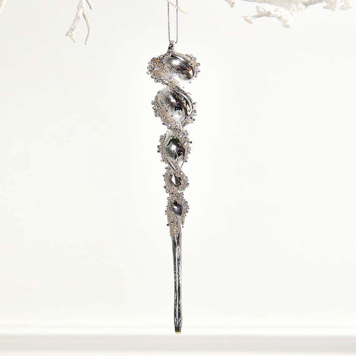10 Inch Glass Icicle Ornament
