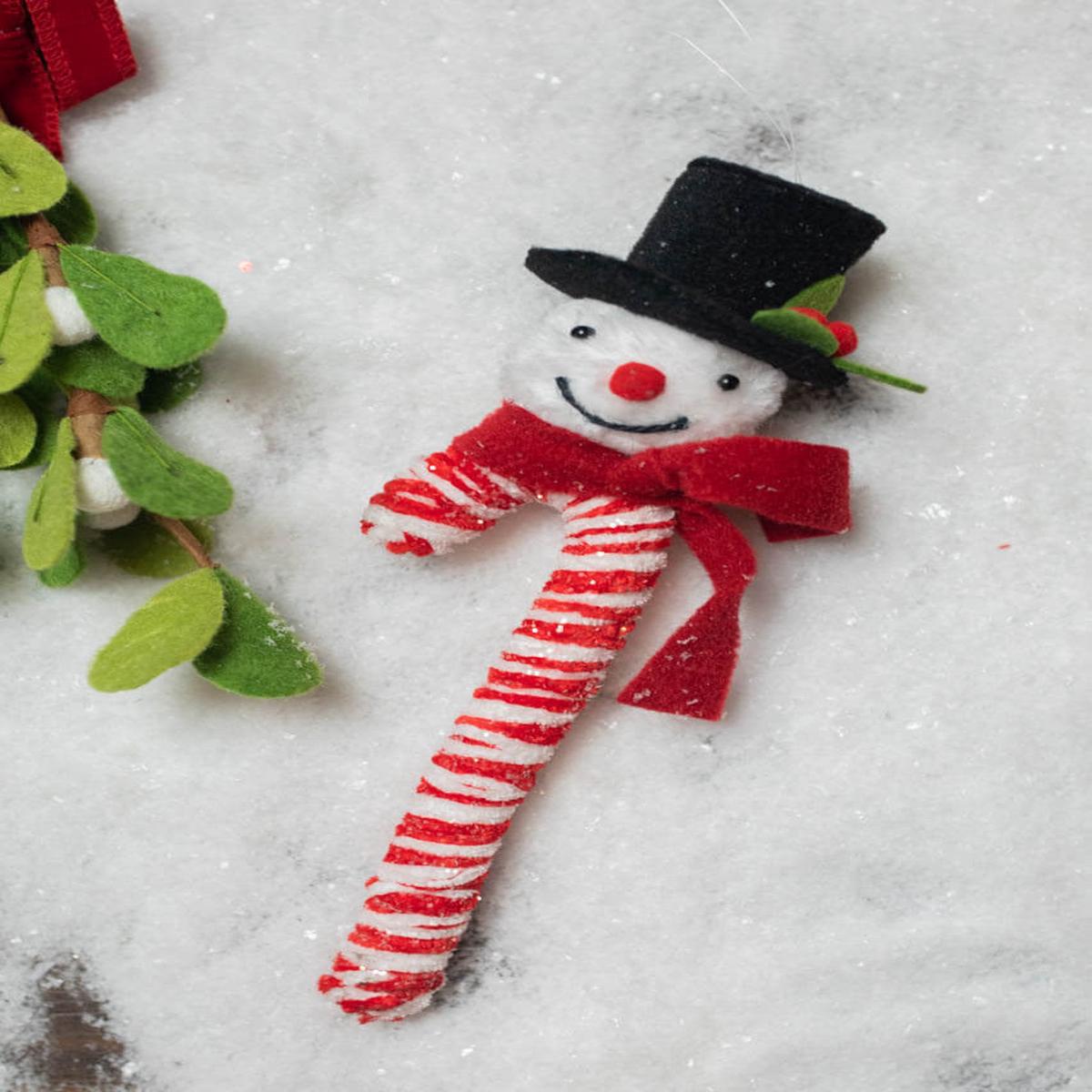 11 Inch Snowman Ice Candy Cane Large Ornament