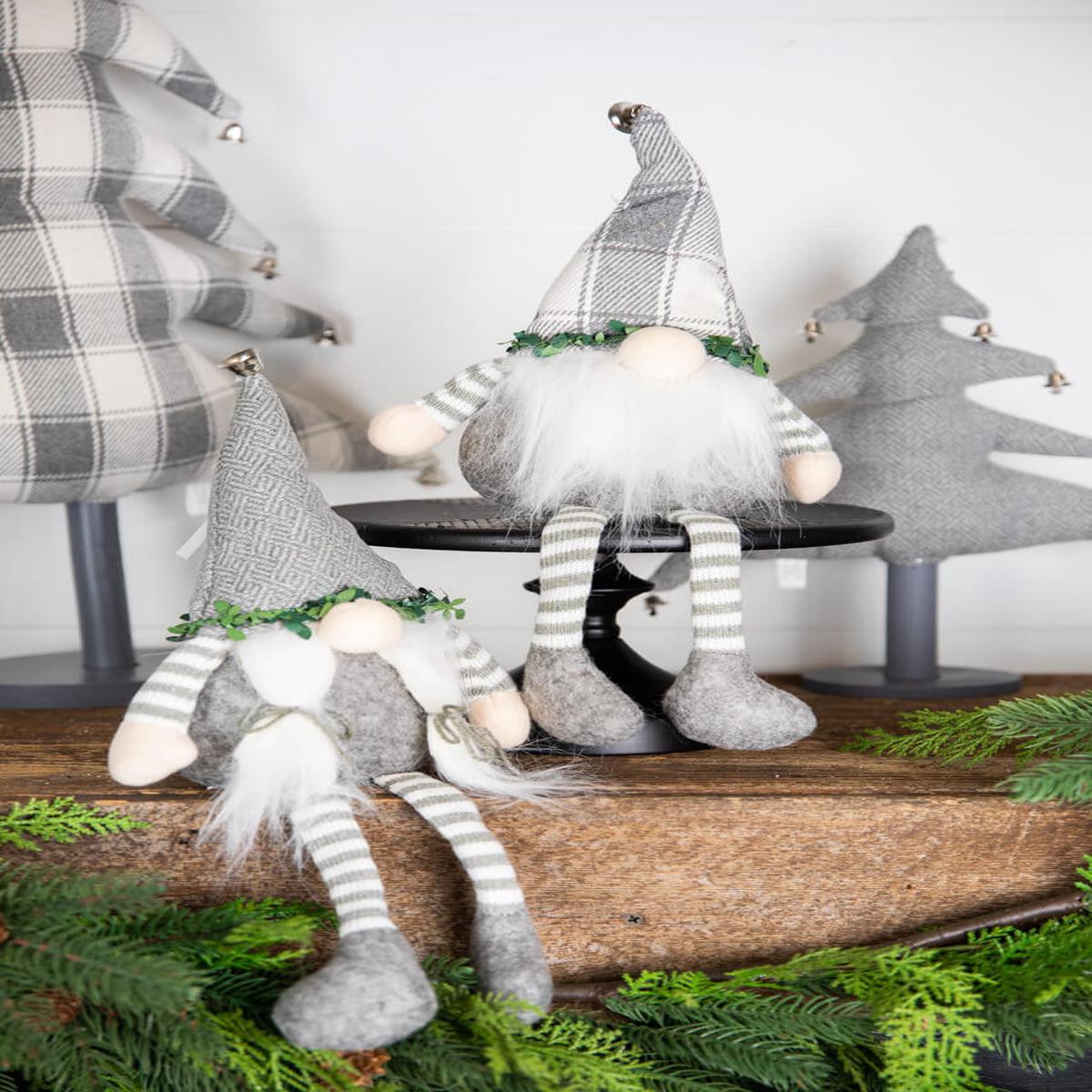 16-Inch Polyester Sitting Gnome Holiday Shelf Decor Accent