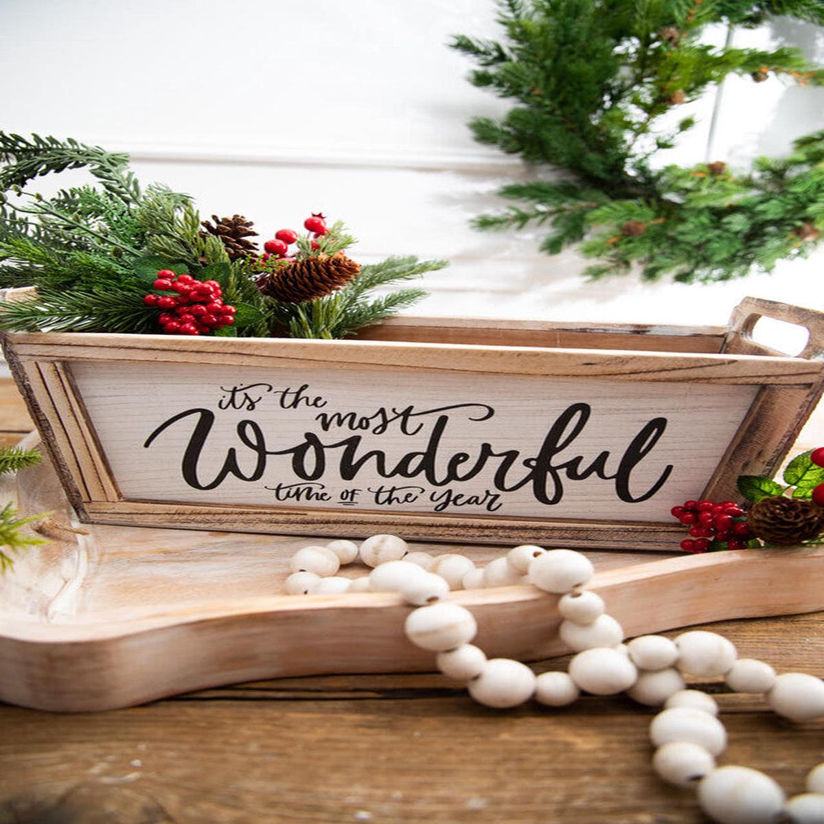 16 Inchi Planter - Its The Most Wonderful Time Of The Year Festive Holiday Home Decor