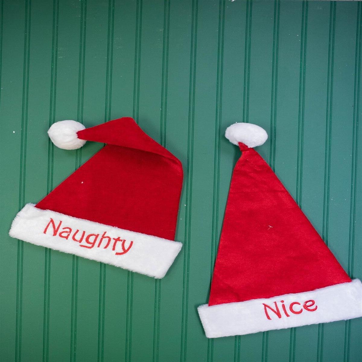 22 Inch Reversible Santa Hat Naughty Nice