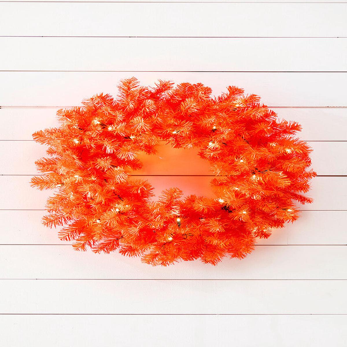24 Inch Orange LED Lighted Decorative Wreath