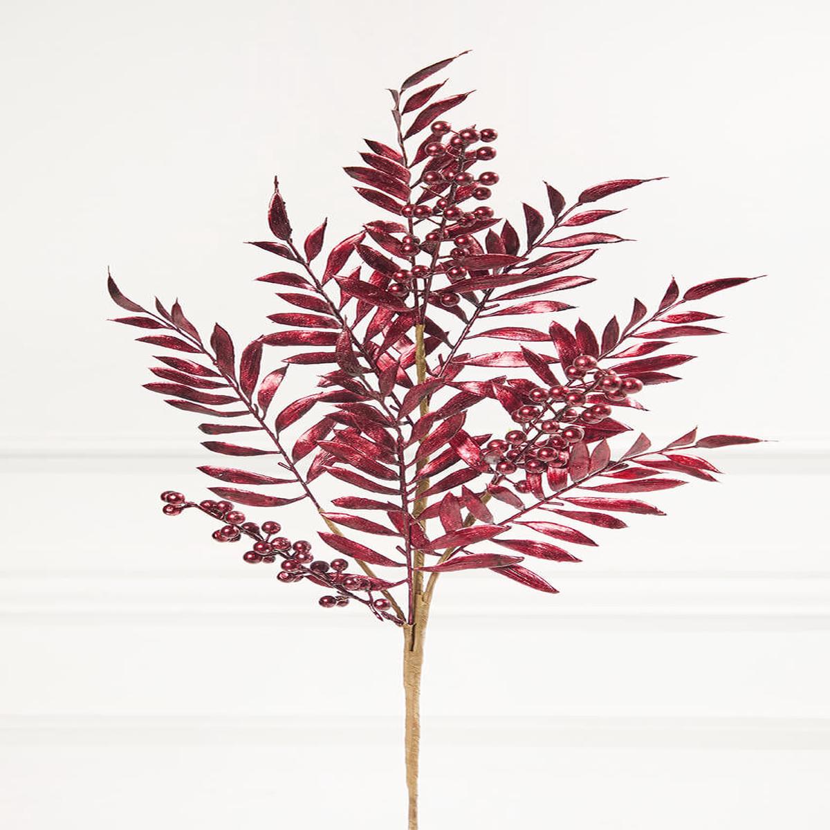 30 Inch Burgundy Metallic Pepperberry Stem