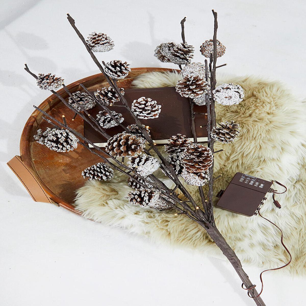 36 Inch LED Pine Cone Branch