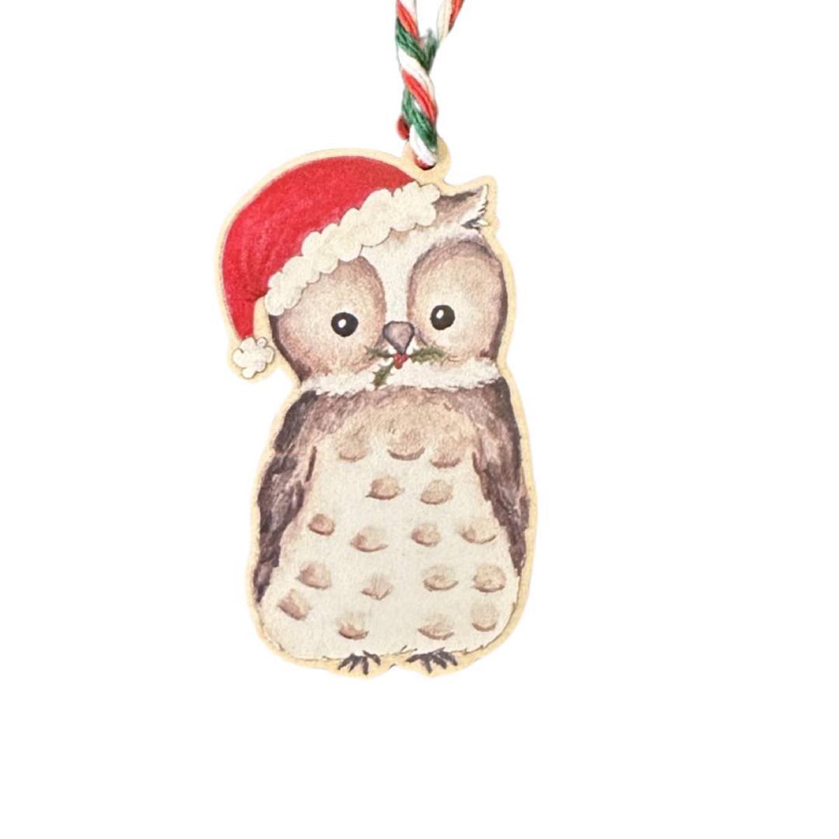 Owl Wooden Christmas Decoration