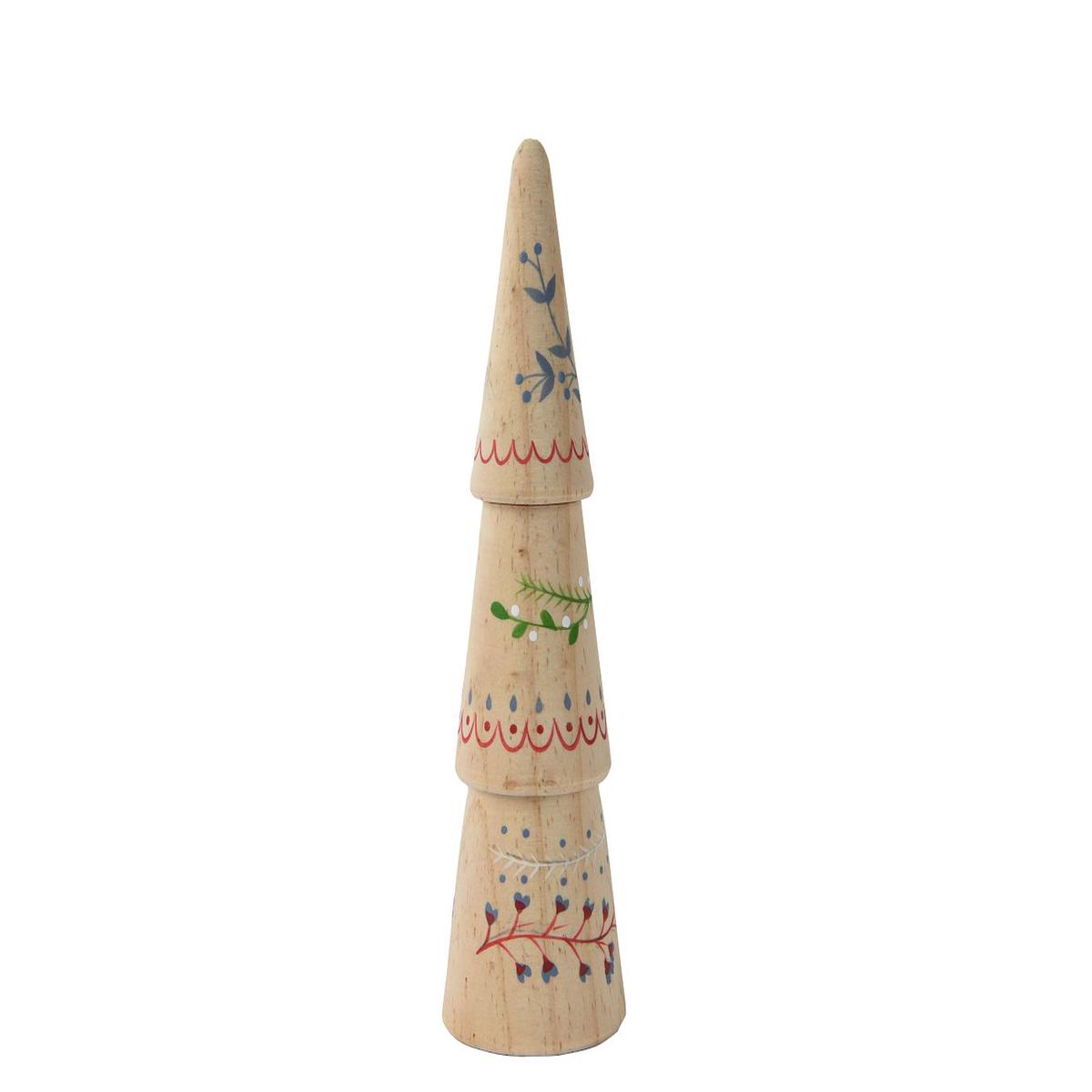 Pinewood Tree with Flower Print Christmas Decoration
