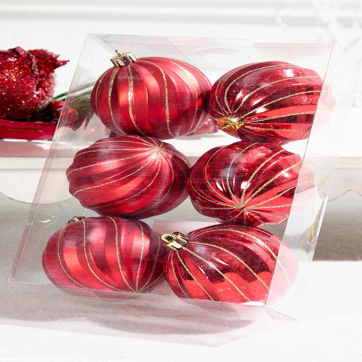 Red Shatterproof Ornaments Set of 6 3 Inch Christmas Decor
