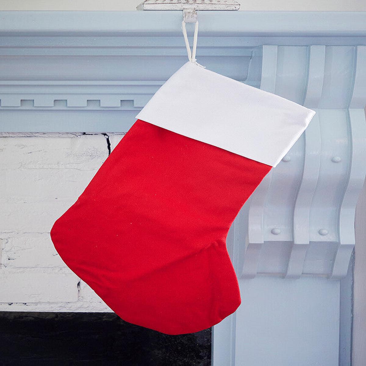 Red Stocking with White Trim Rough Christmas Hanging Holiday Decor