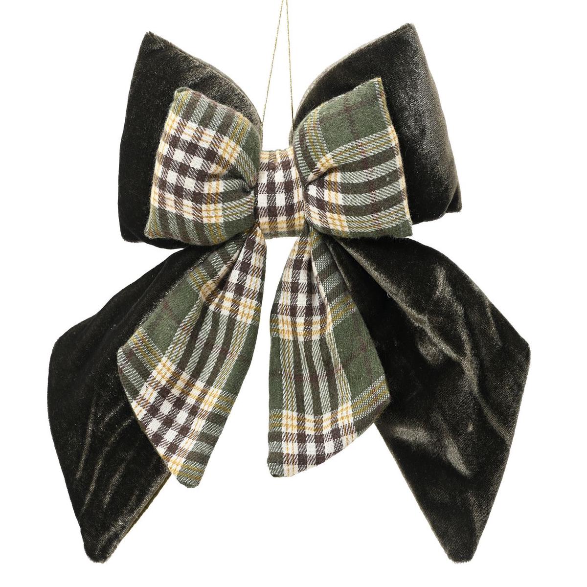 Rosemary Green Velvet with Gingham Bow