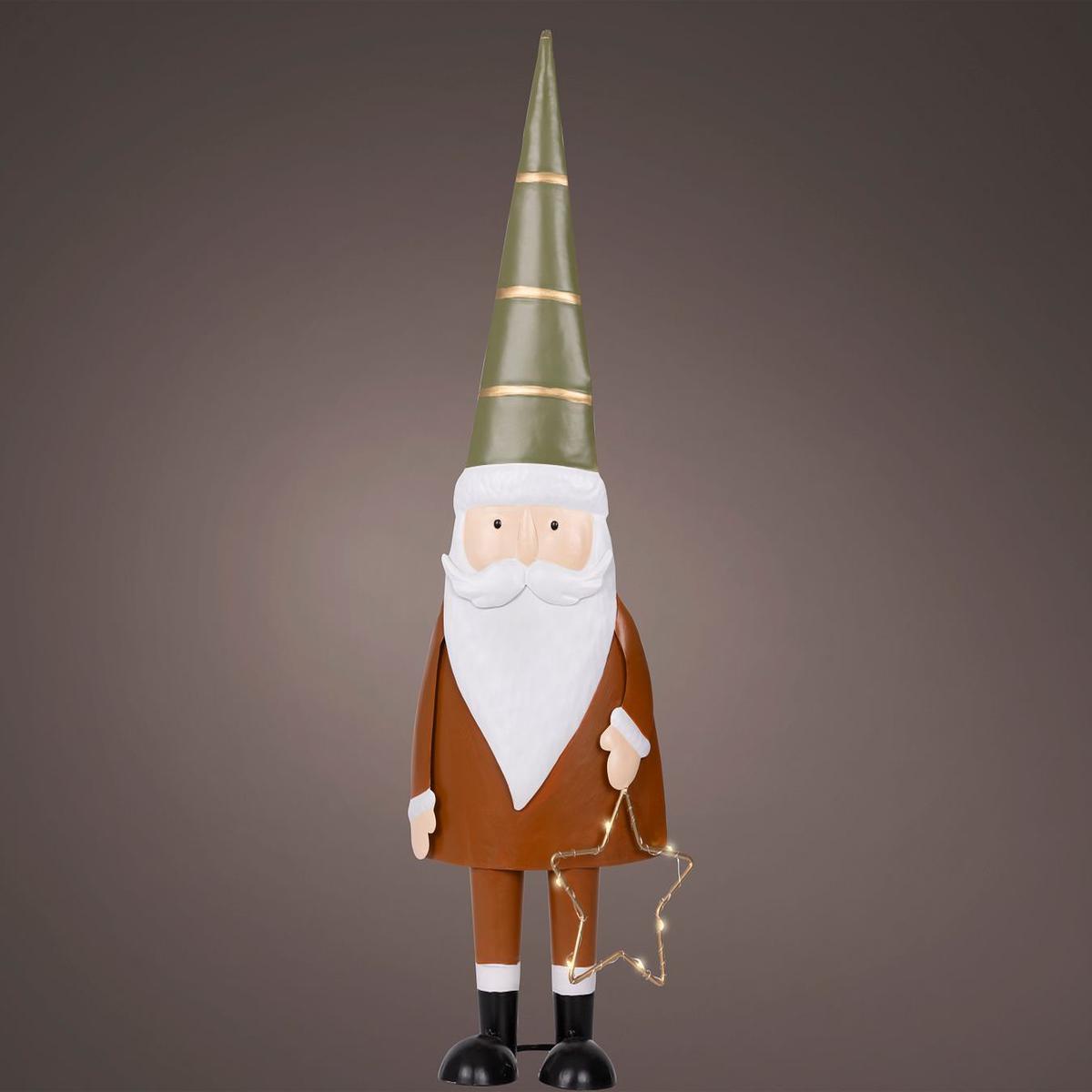 Rust Iron Santa with Tall Hat & Star Christmas Decoration