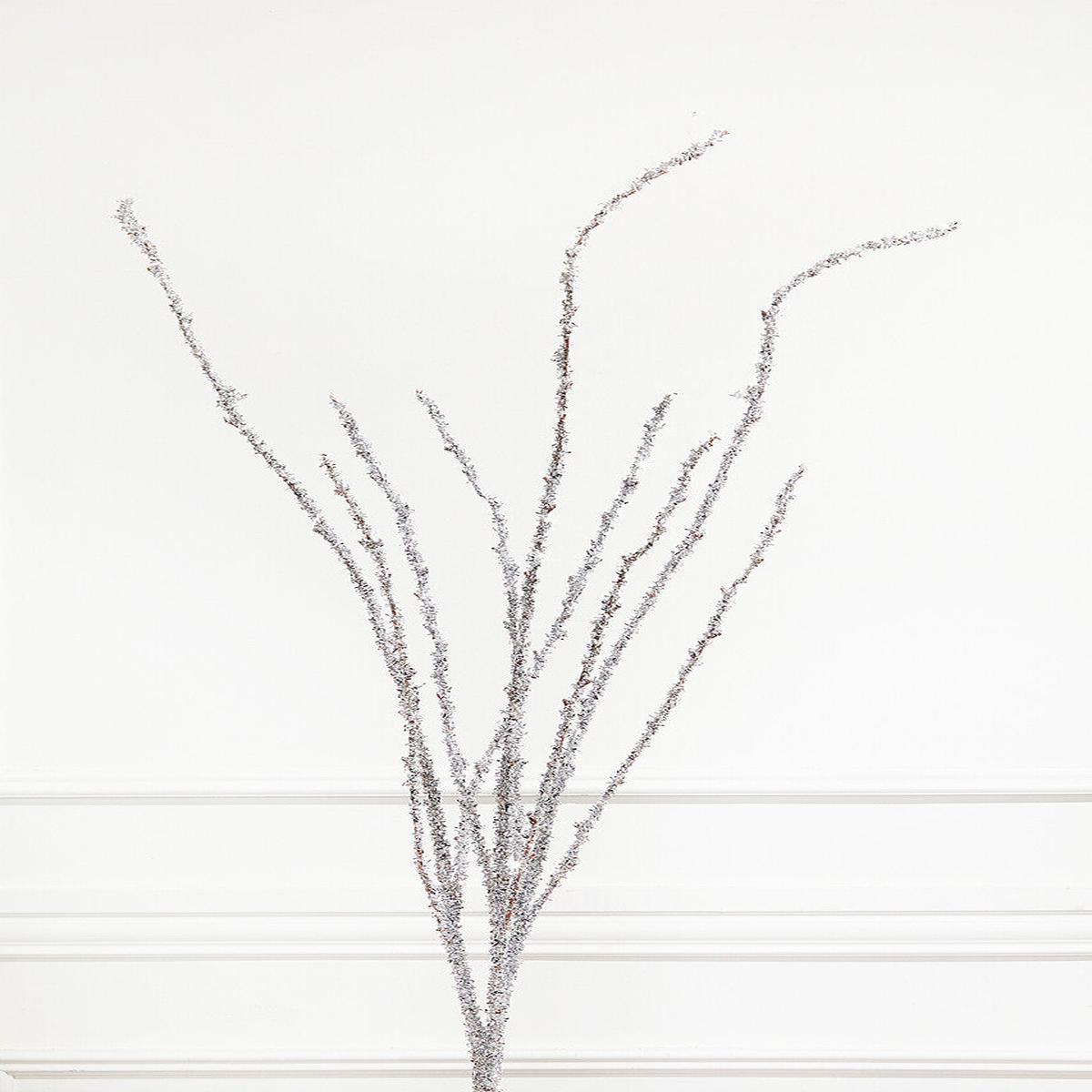 Silver Glitter Twig Branch 40 Inch Sparkling Event Decor