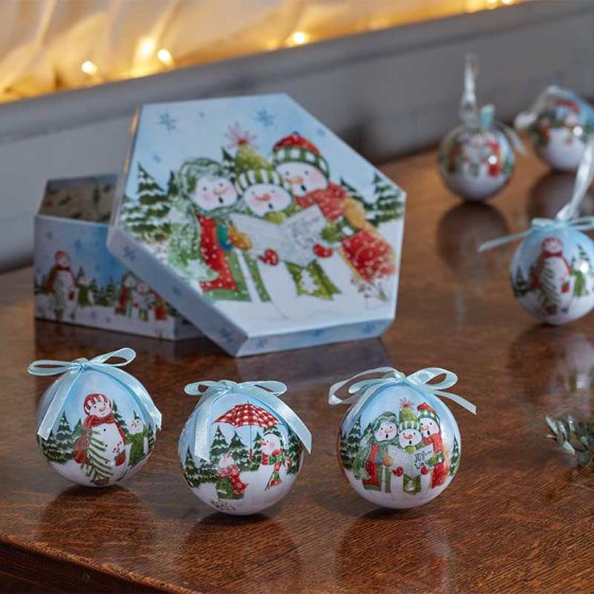 Vintage Baubles Box of 7 - Singing Snowmen