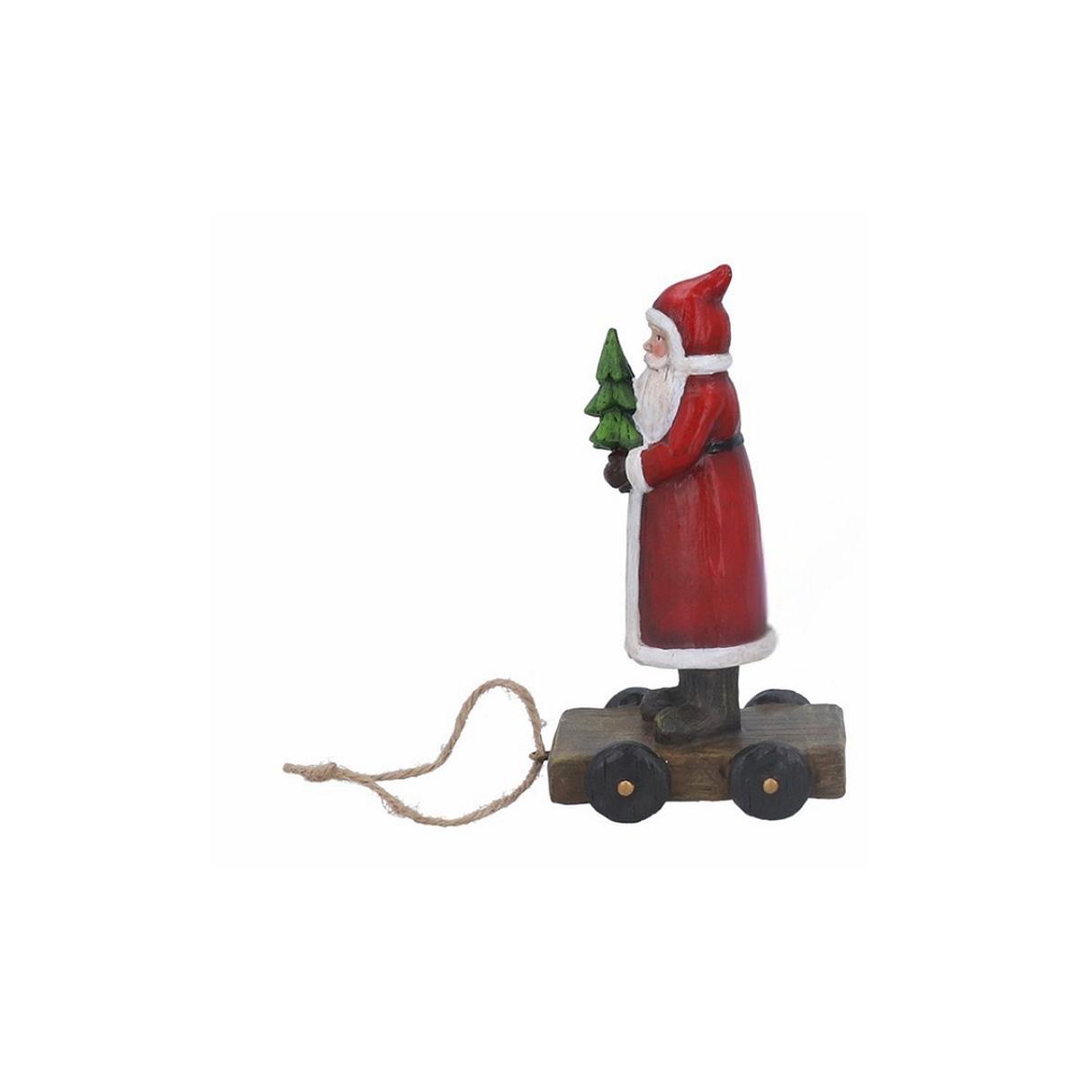 Vintage Style Santa Pull-A-Long Toy Ornament