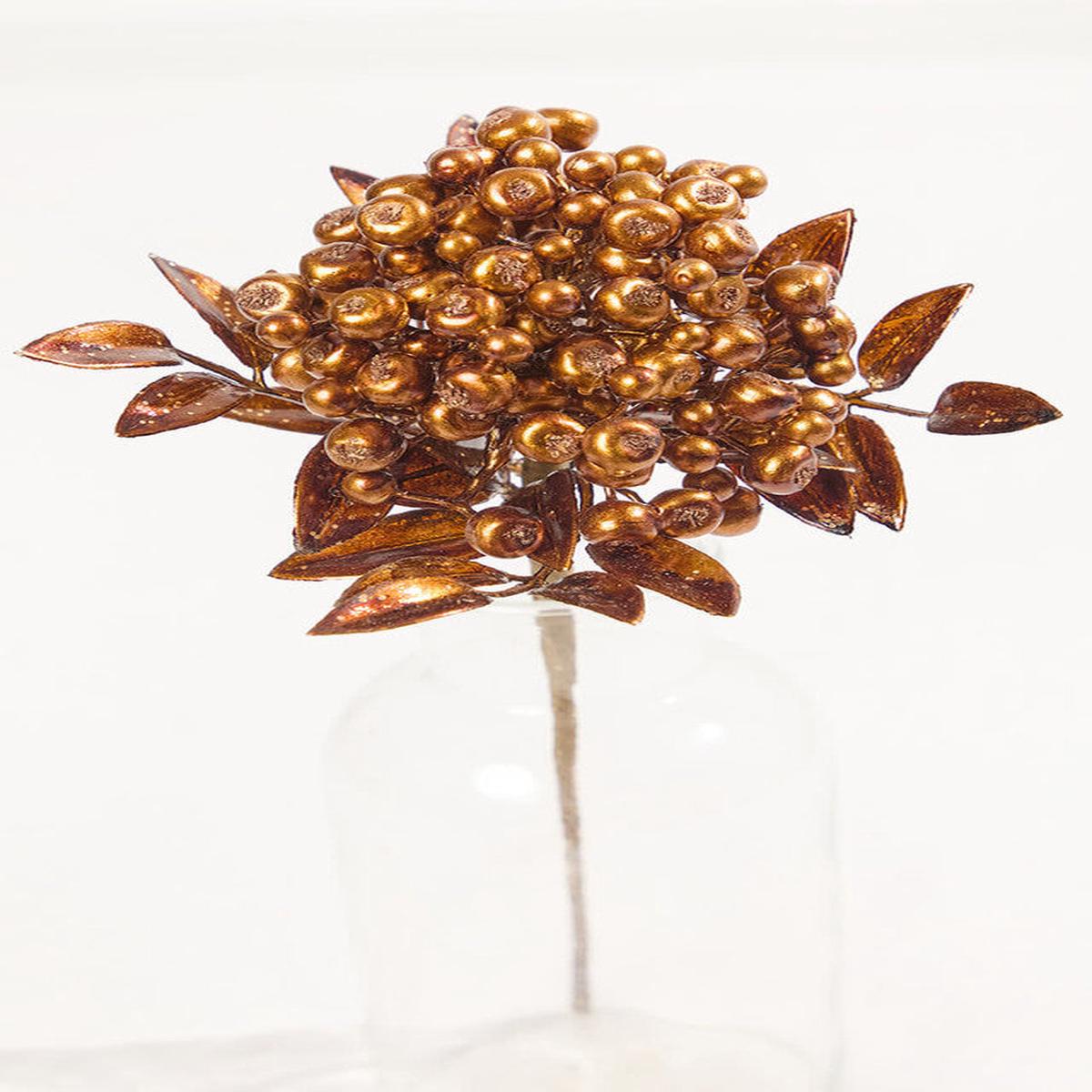14 Inch Copper Metallic Berry Bunch Stem Christmas Decor