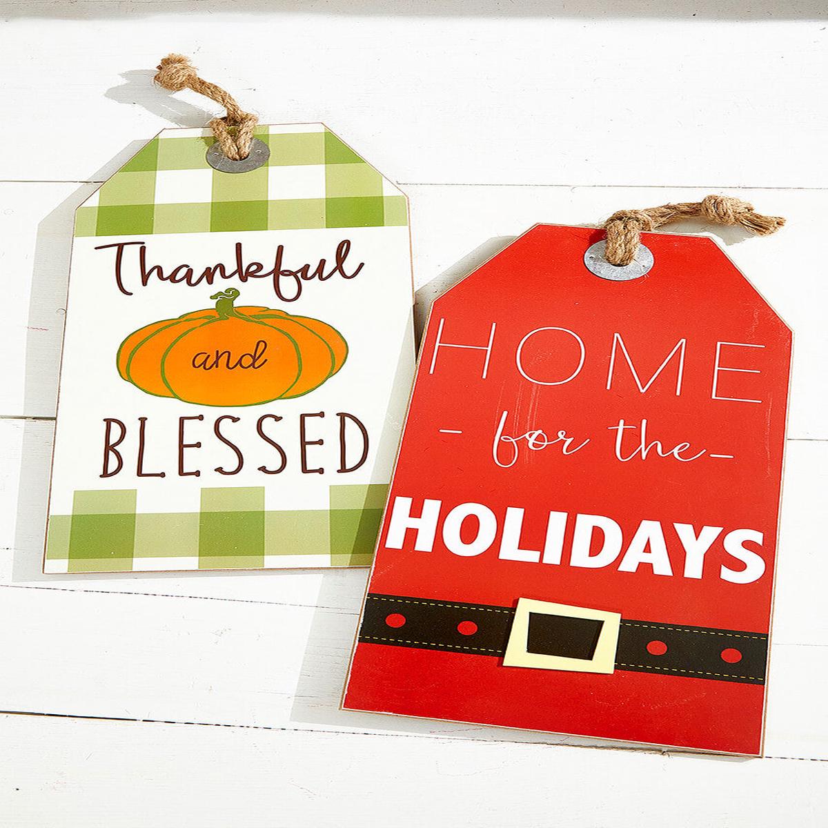 15.75 Inch Double Sided Holiday Wall Decor Decorative Seasonal Flip Sign