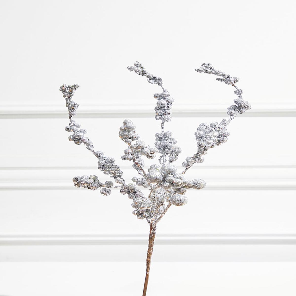 18 Inch Silver Glitter Dewberry Spray