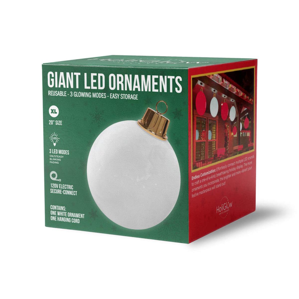 20 Inch White Inflatable LED Christmas Ornament