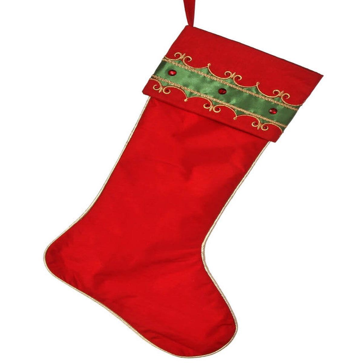 25 Jeweled Trim Velvet Stocking Luxury Red Christmas Mantel Dcor