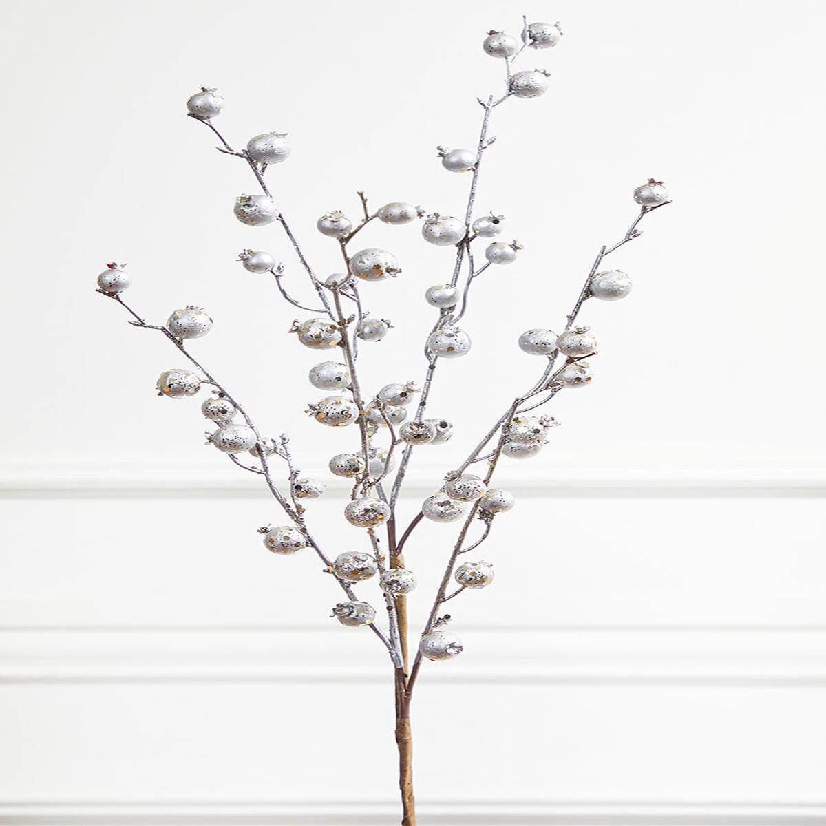 30 Inch Mini Pomegranate Glitter  Platinum | Elegant Luxe Holiday Statement Piece