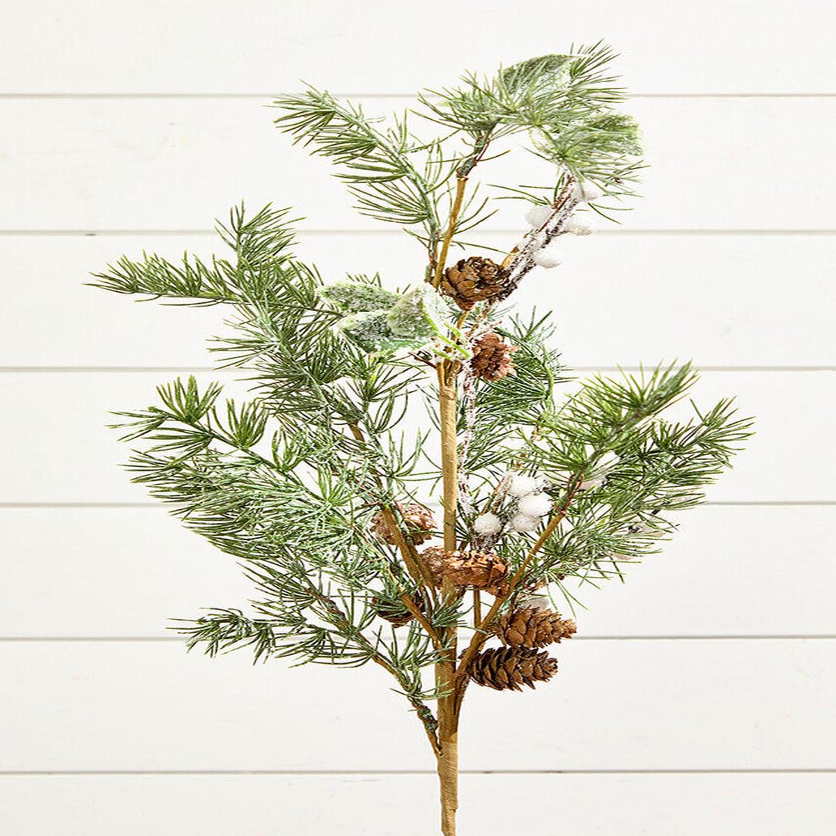 30 Inch Pine Leaf Berry Spray  Winter Woodland Charm for Natural Holiday Dcor
