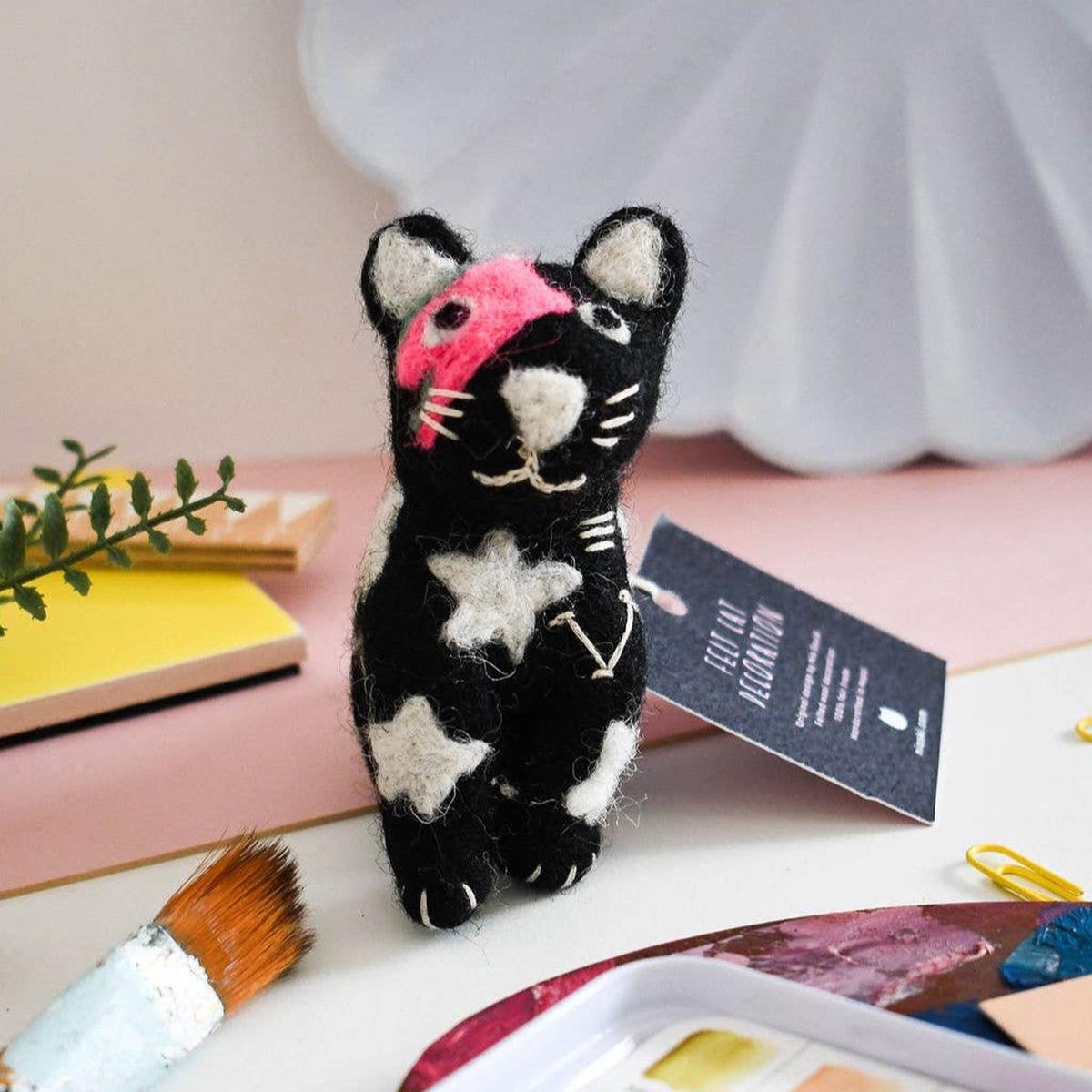 Niaski Kitty Starfluff Felt Decoration  Handmade Fair Trade