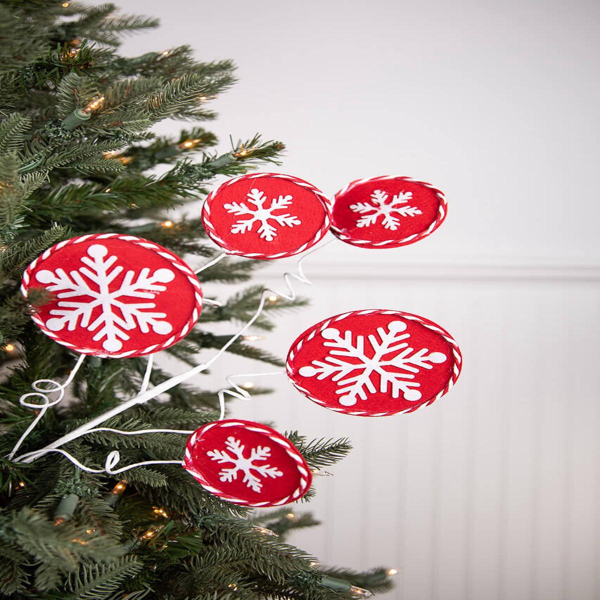 Red White Snowflake Spray 26 Inch Christmas Tree Decoration