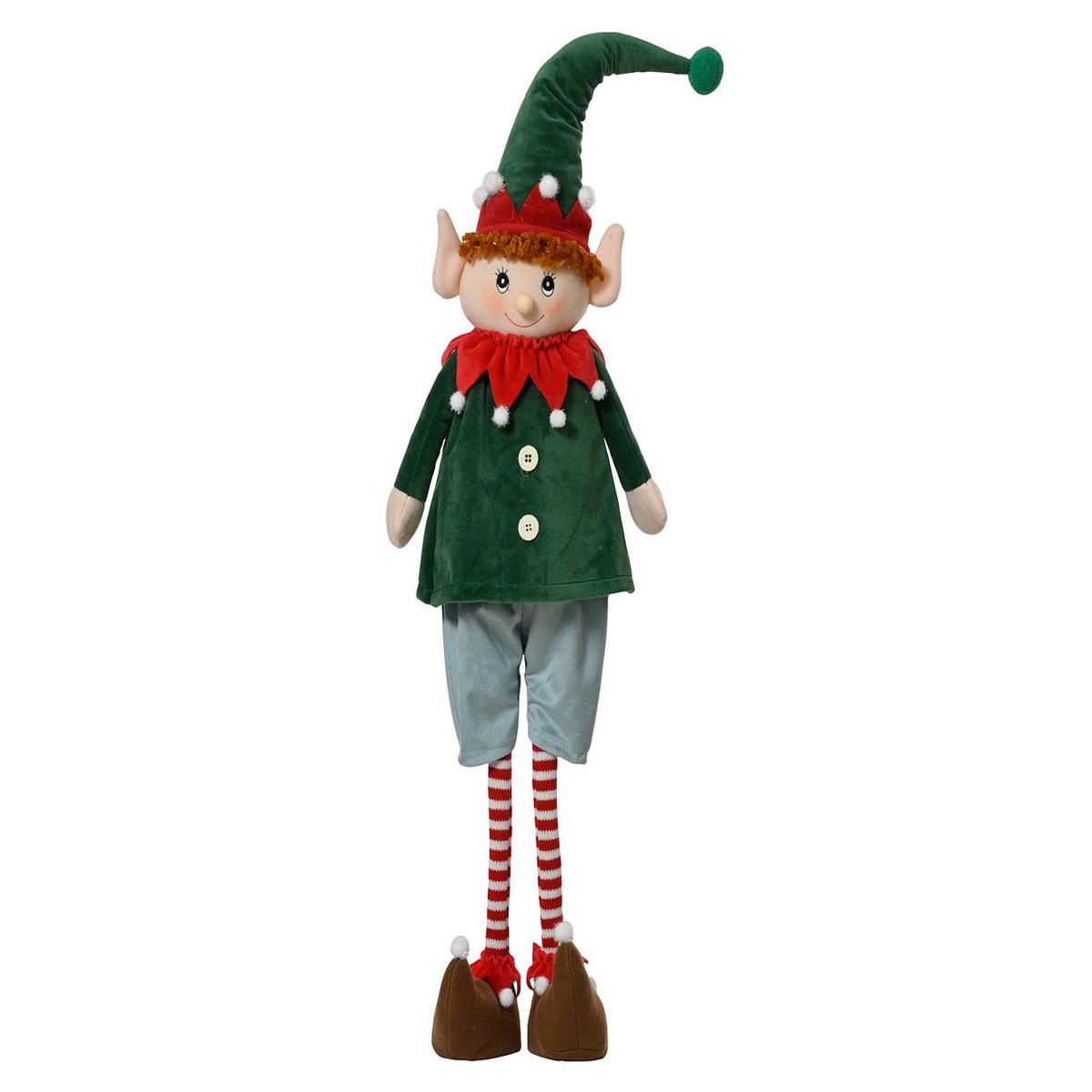 Standing Boy Elf with Green Velvet Coat Decoration Lrg