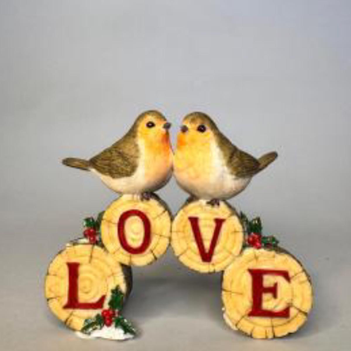 Two Christmas Robins on Love Logs