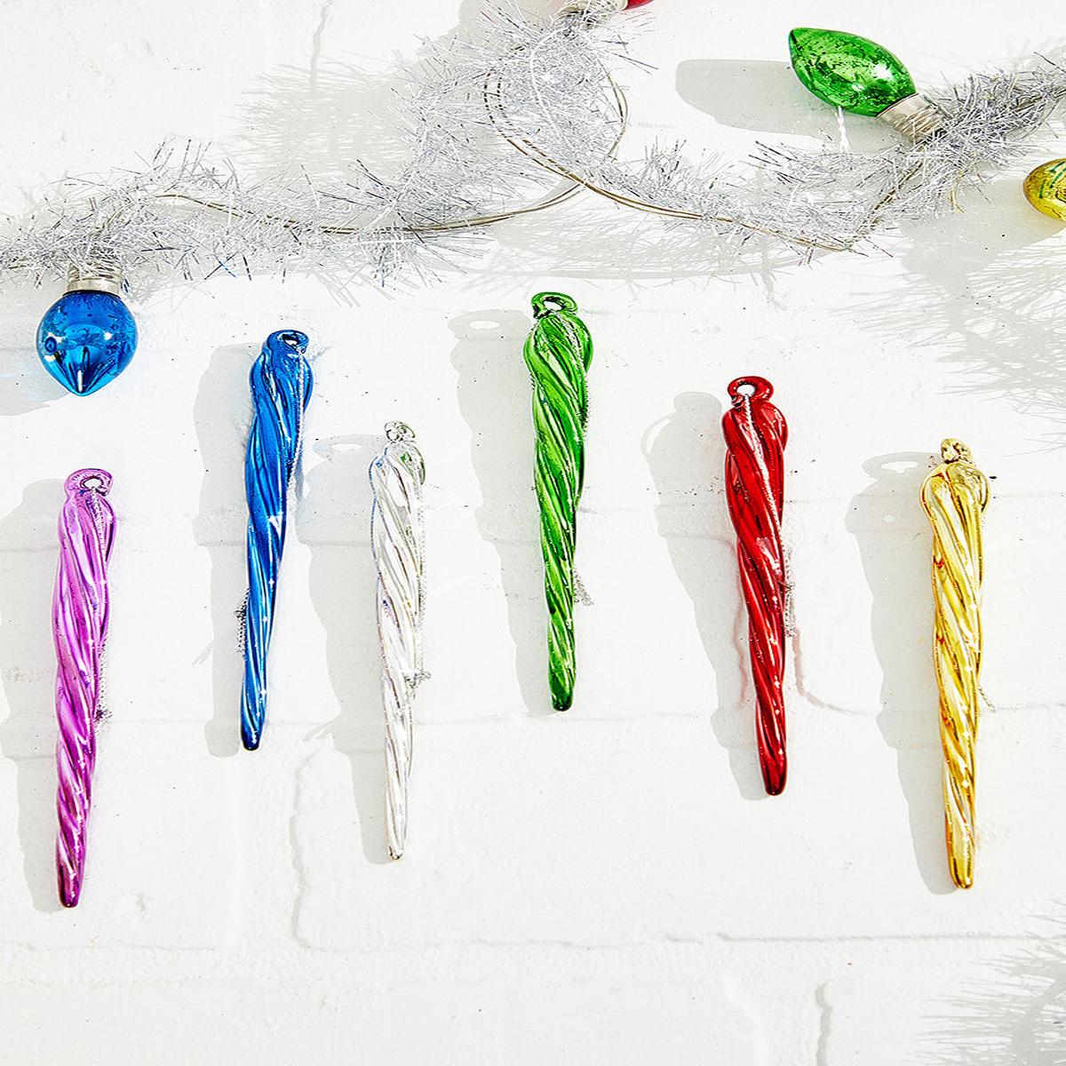 Vintage Icicle Christmas Ornament 5 Inch Colorful Tree Decor
