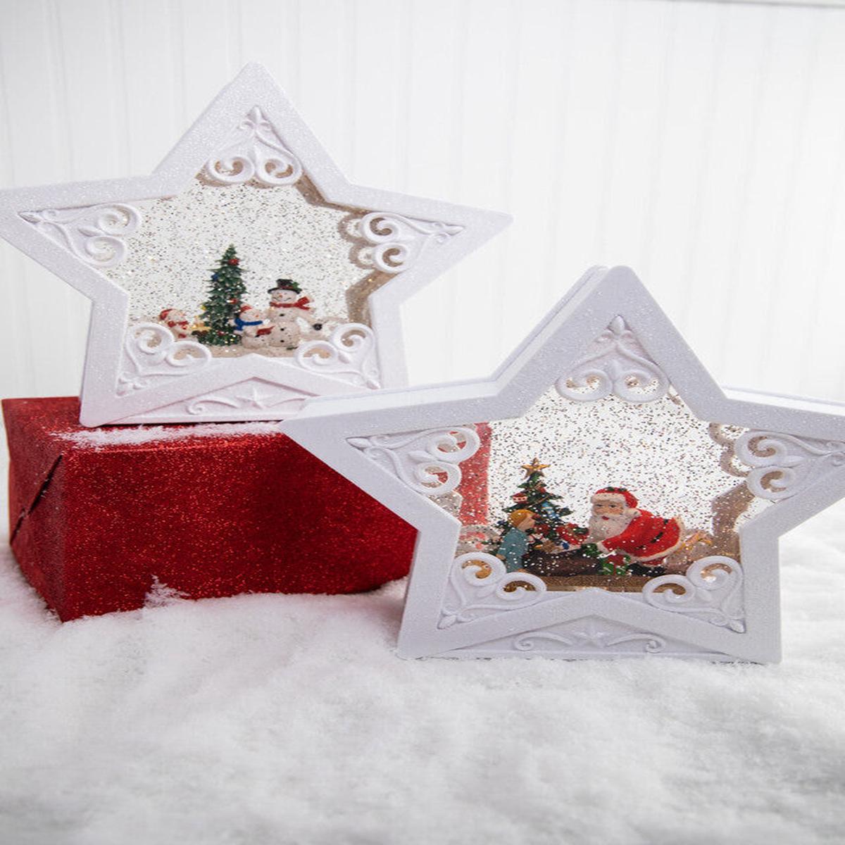 10.5 Inch Spinning Lighted Christmas Water Globe Star