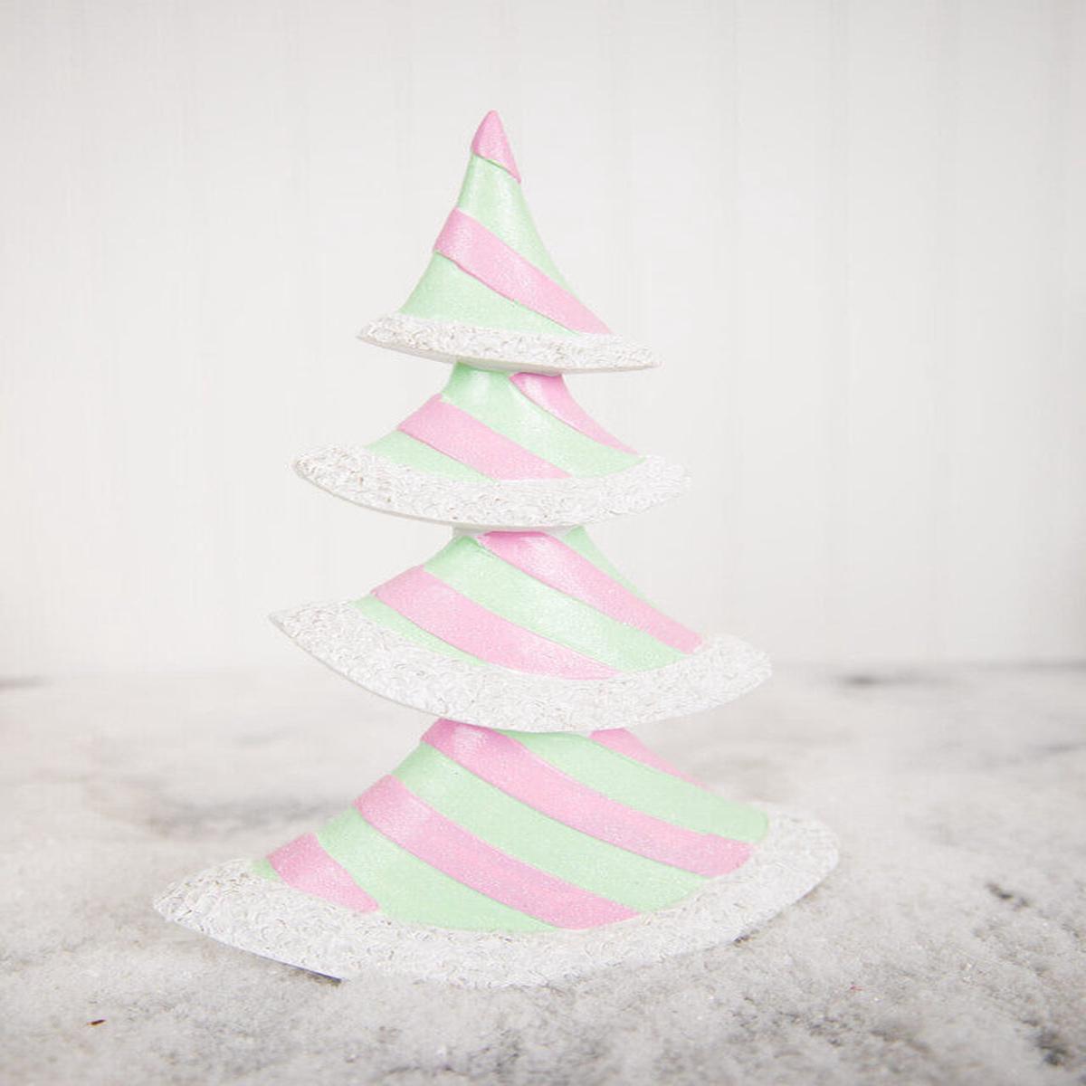 11.6 Inchi Resin Pastel Peppermint Layer Tree Sweets-Inspired Christmas Decorative Accen