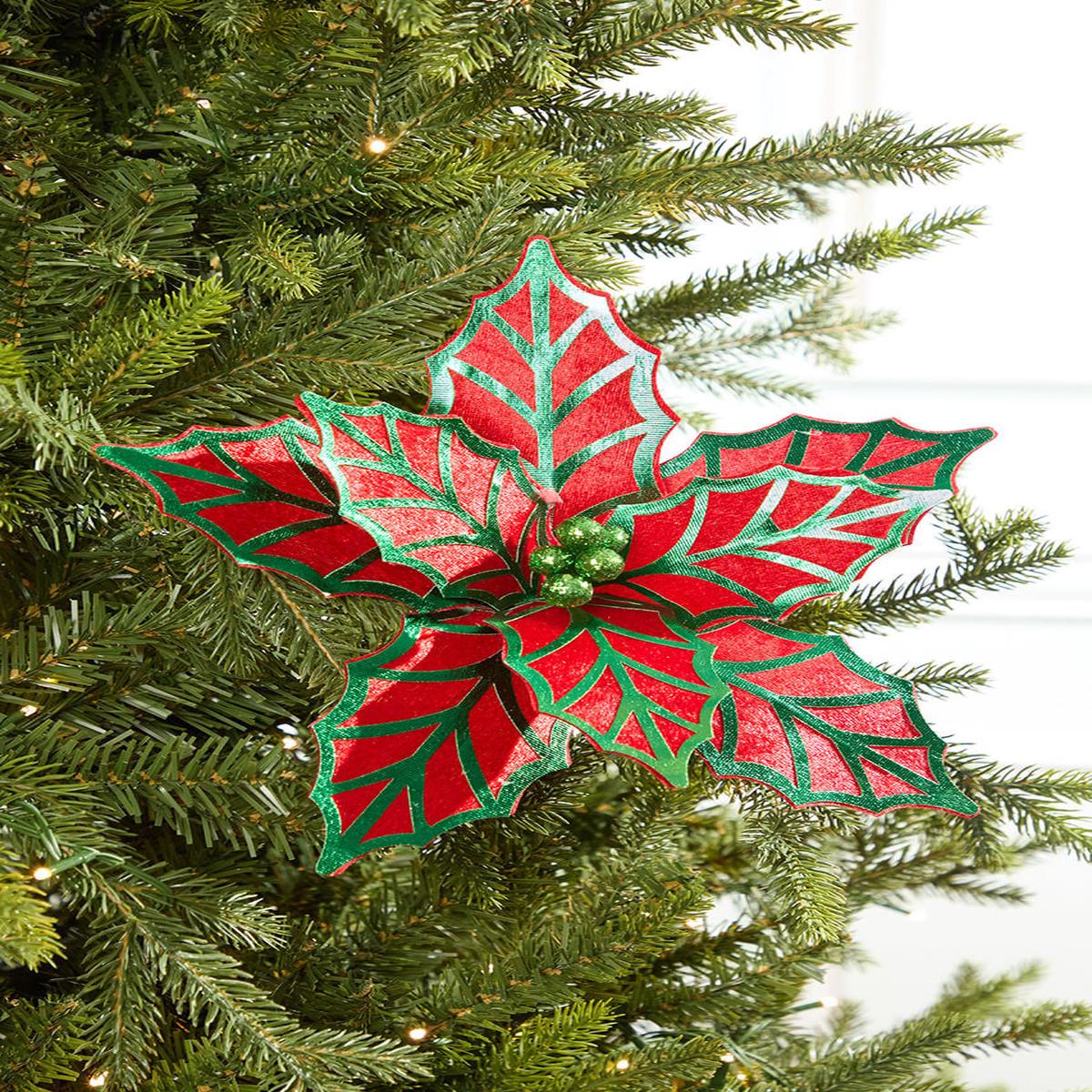20 Inch x 12 Inch Metallic Poinsettia