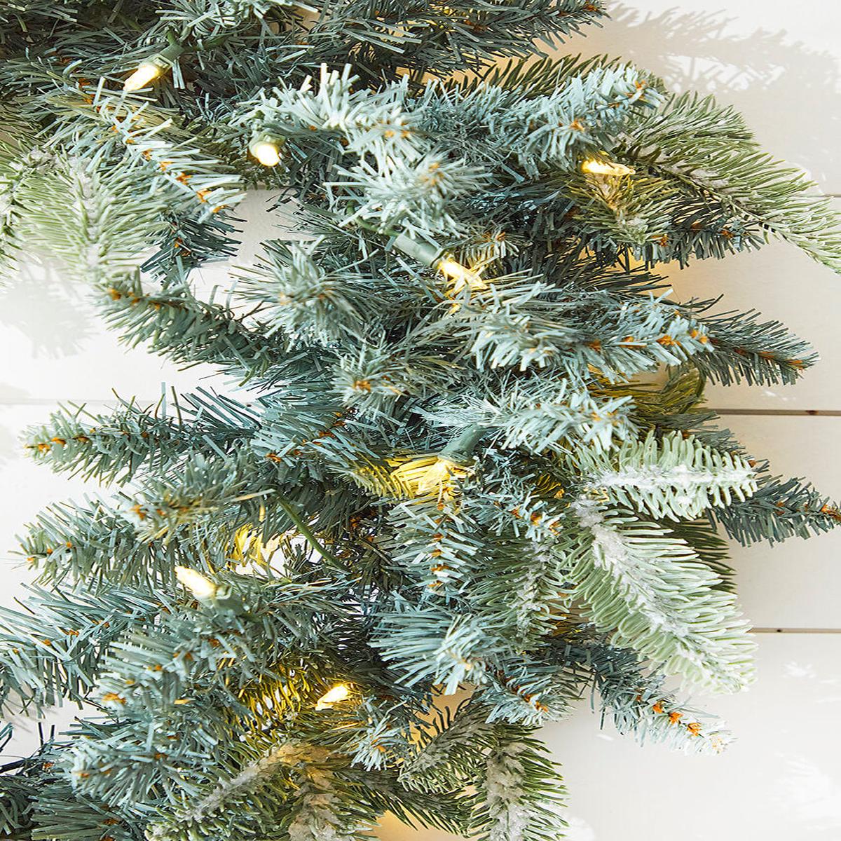 22 Inch Frosted Blue Spruce LED Christmas Wreath