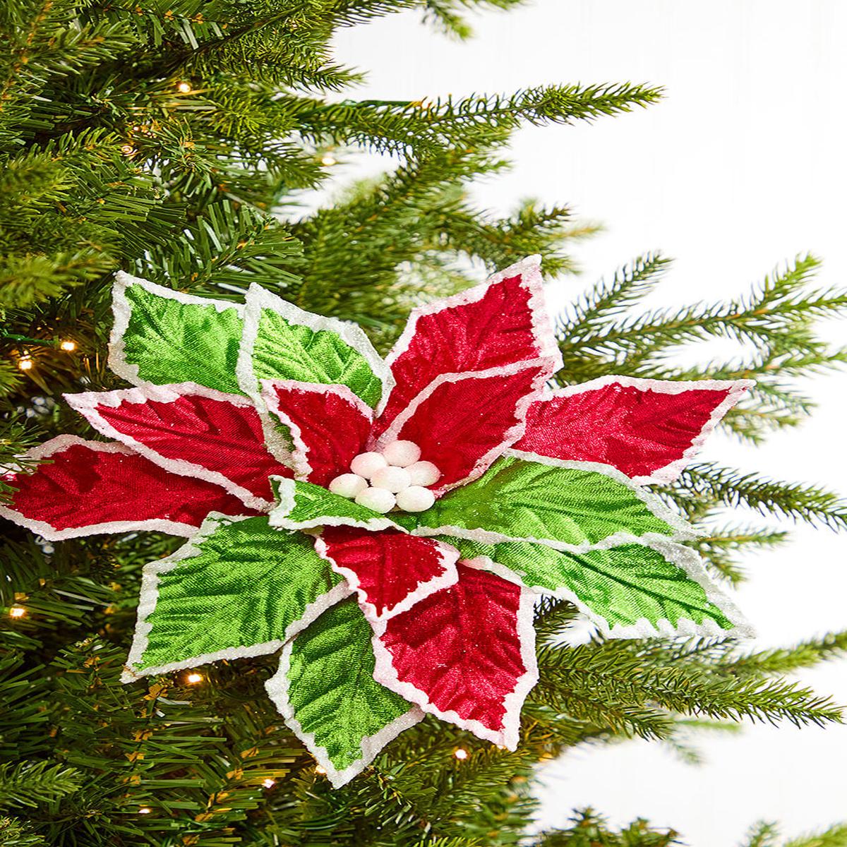 22 Inch Velvet Poinsettia Stem