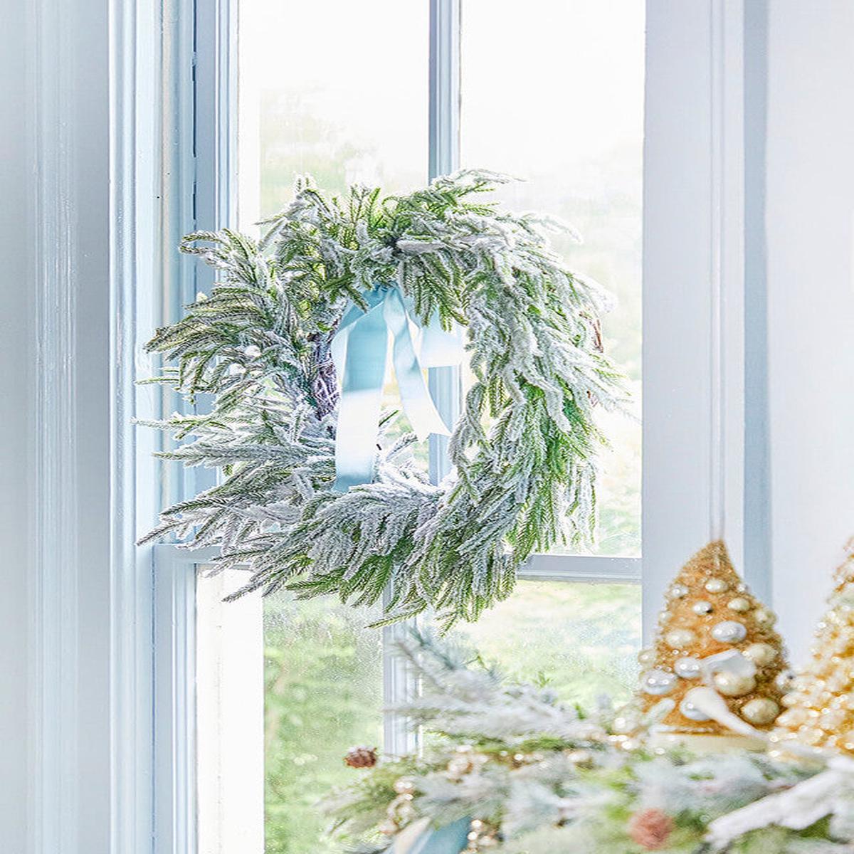 24 inch Real Touch Flocked Norfolk Christmas Wreath