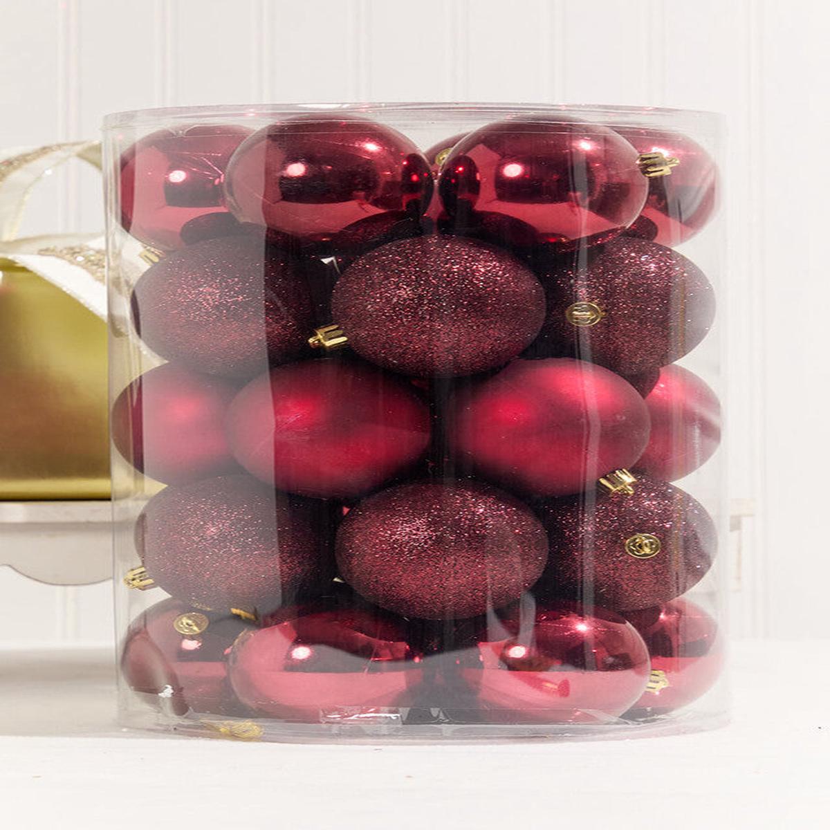 3 Inch Oxblood Shatterproof Ornament Tube Set