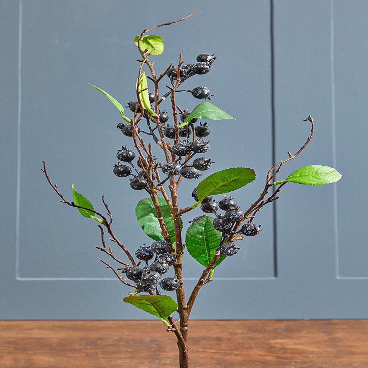 32 Inch Berry Branch Spray  Black | Sophisticated Contrast for Modern Holiday & Home Dcor