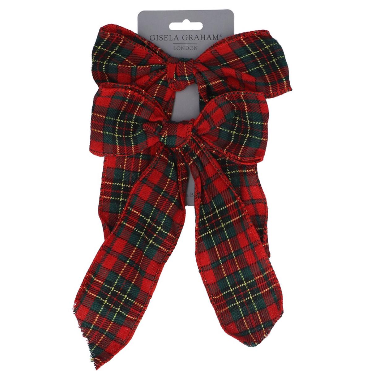 Pack of 2 Red Tartan Bow