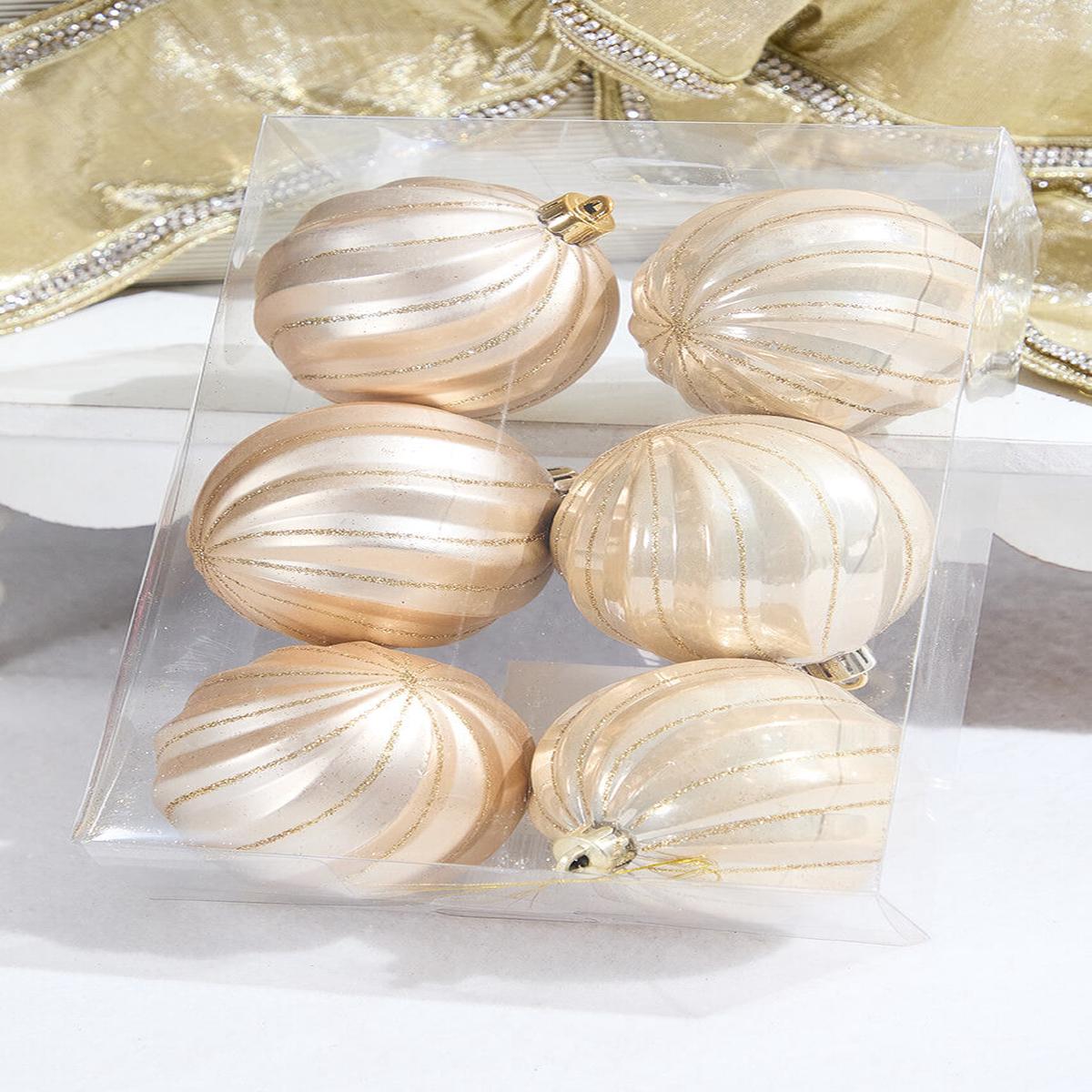 Pearl Shatterproof Ornament Set of 6 3 Inch Christmas Decor