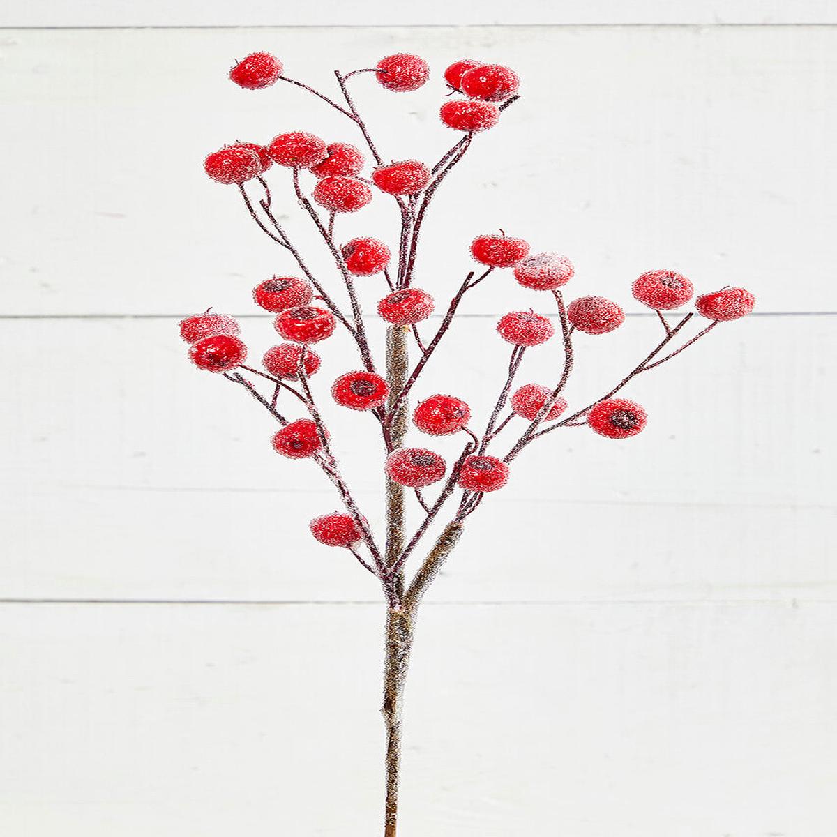 Red Beaded Crabapple Spray 26 Inch Christmas Tree Decoration