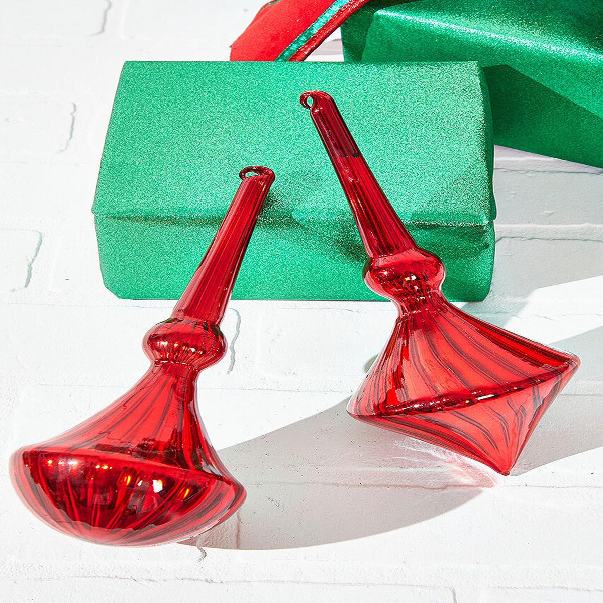 Red Glass Drop Ornament 10 Inch Christmas Tree Decor