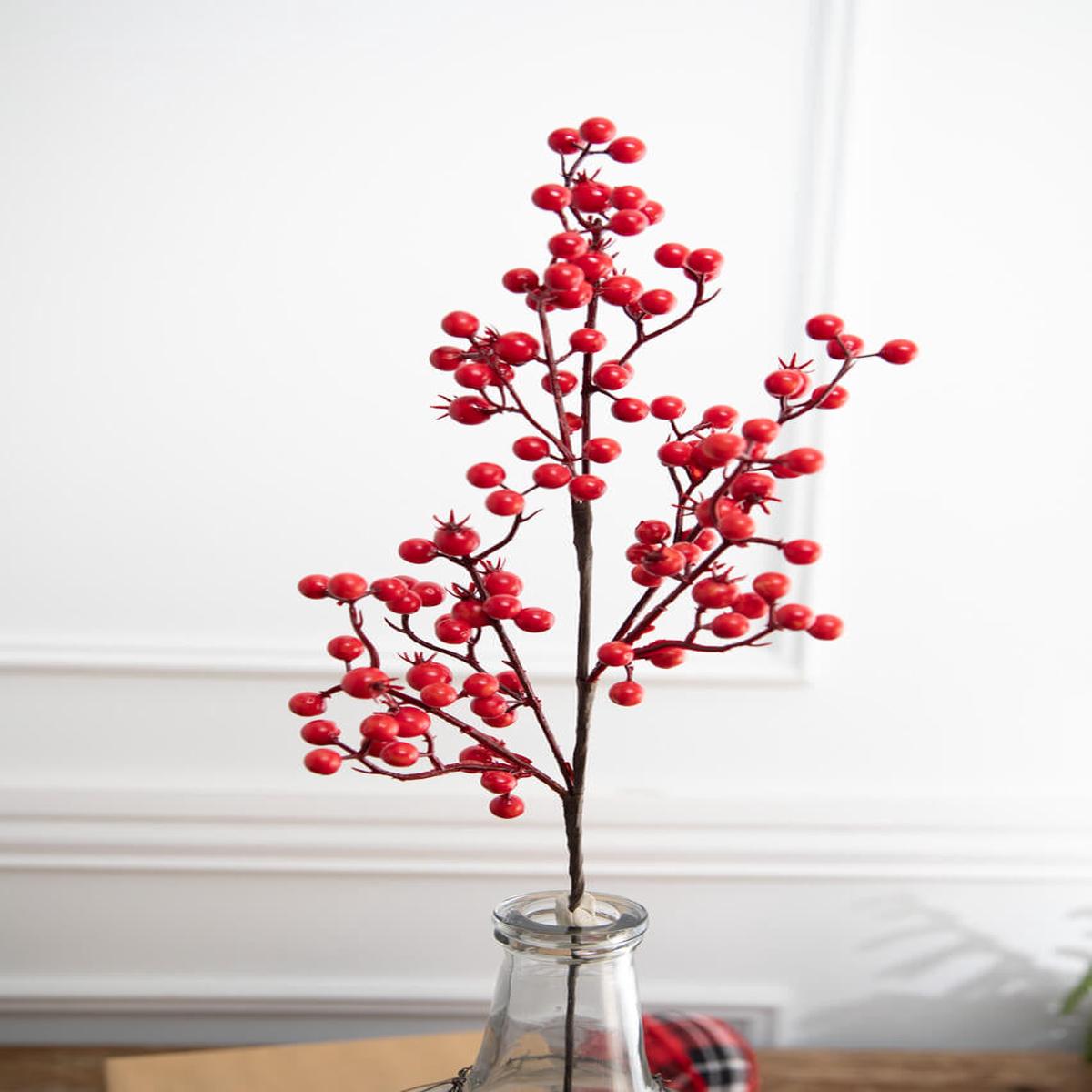 Red Mixed Berry Crabapple Spray 26 Inch Christmas Decoration