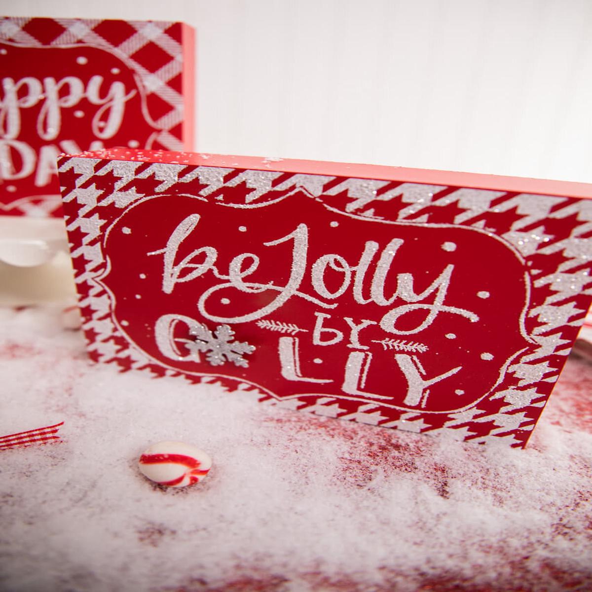Red & White Christmas Block Sign