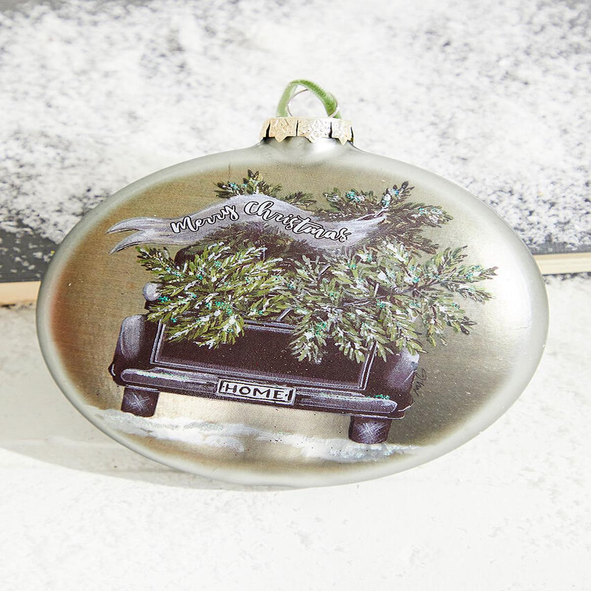 Rustic Truck with Christmas Tree Ornament 4.5