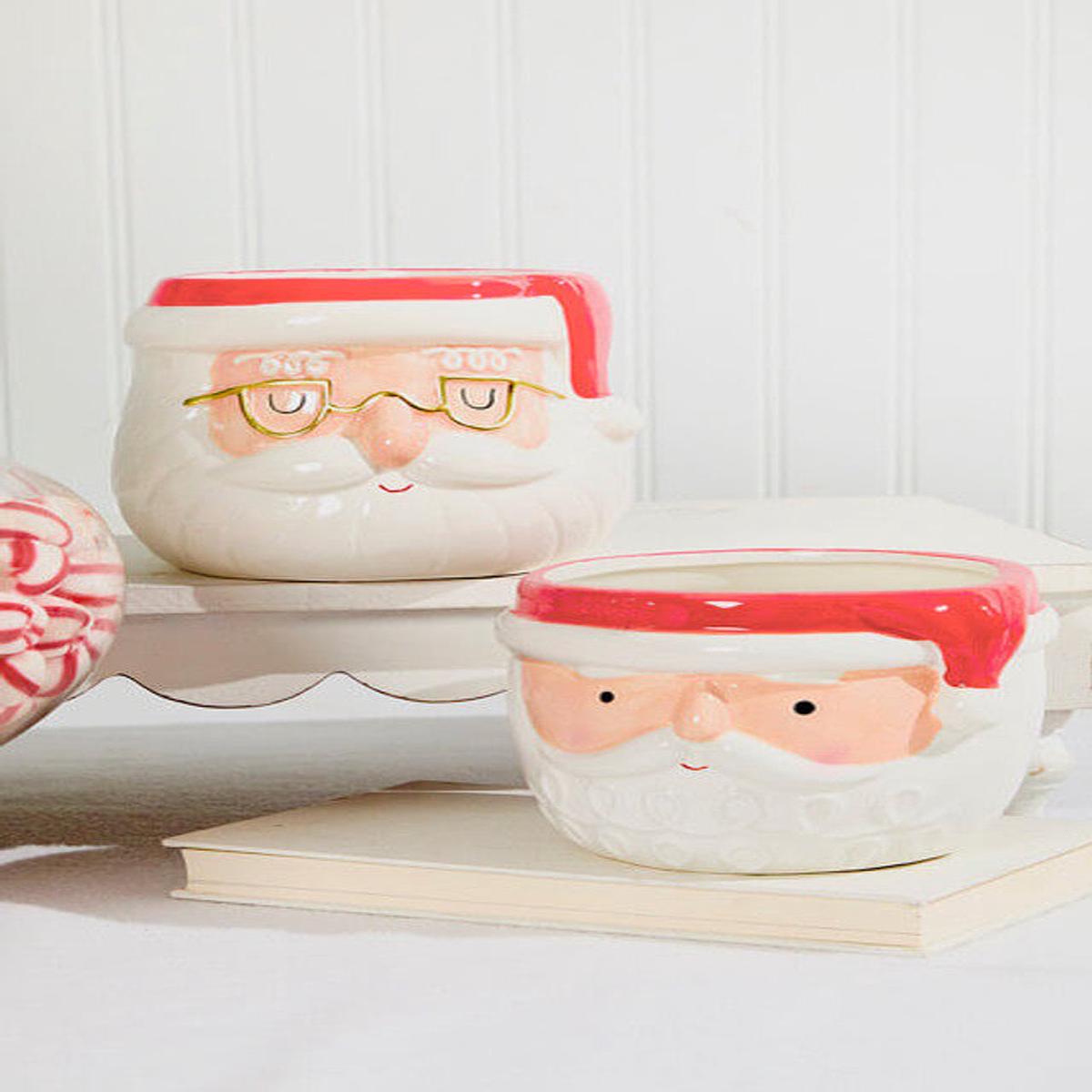 Santa Ceramic Pot 4.255 Inch Christmas Table Decor