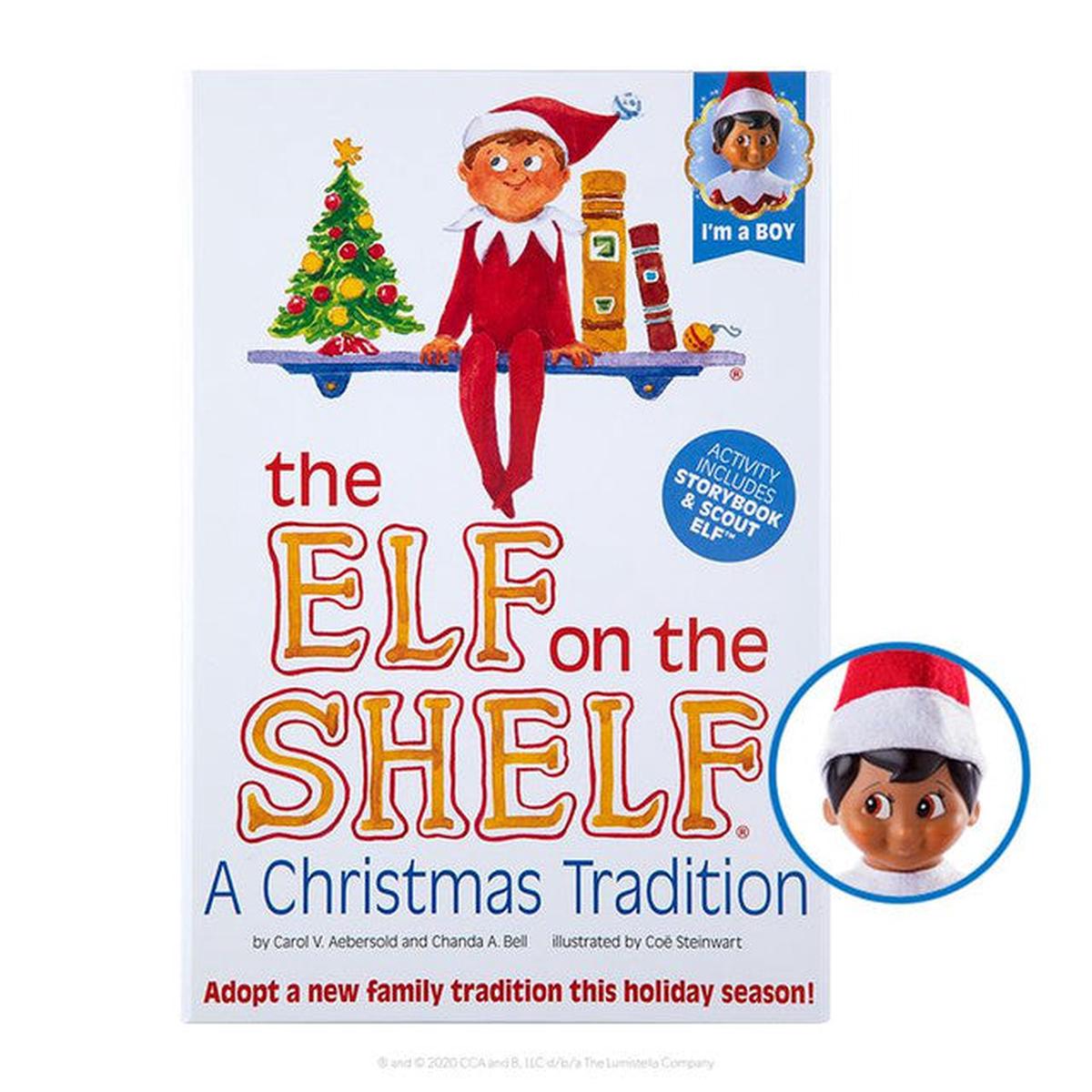 The Elf On The Shelf Boy Dark Tone Brown Eyes Classic Christmas Tradition Scout Elf Storybook Set