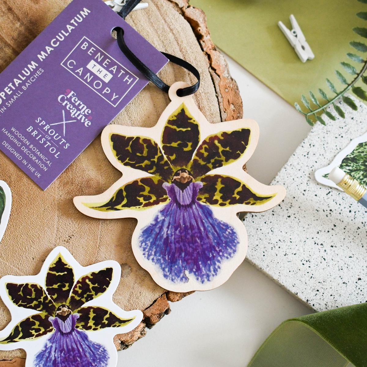 Zygopetalum Orchid Wooden Decoration [Beneath the Canopy RHS Collab]