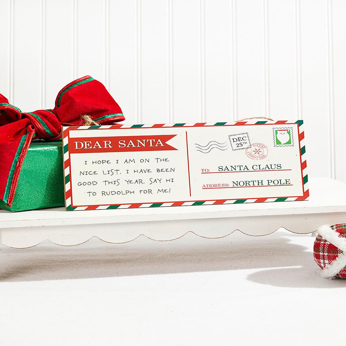 12.5 Inch x 6 Inch Dear Santa Postcard Sign