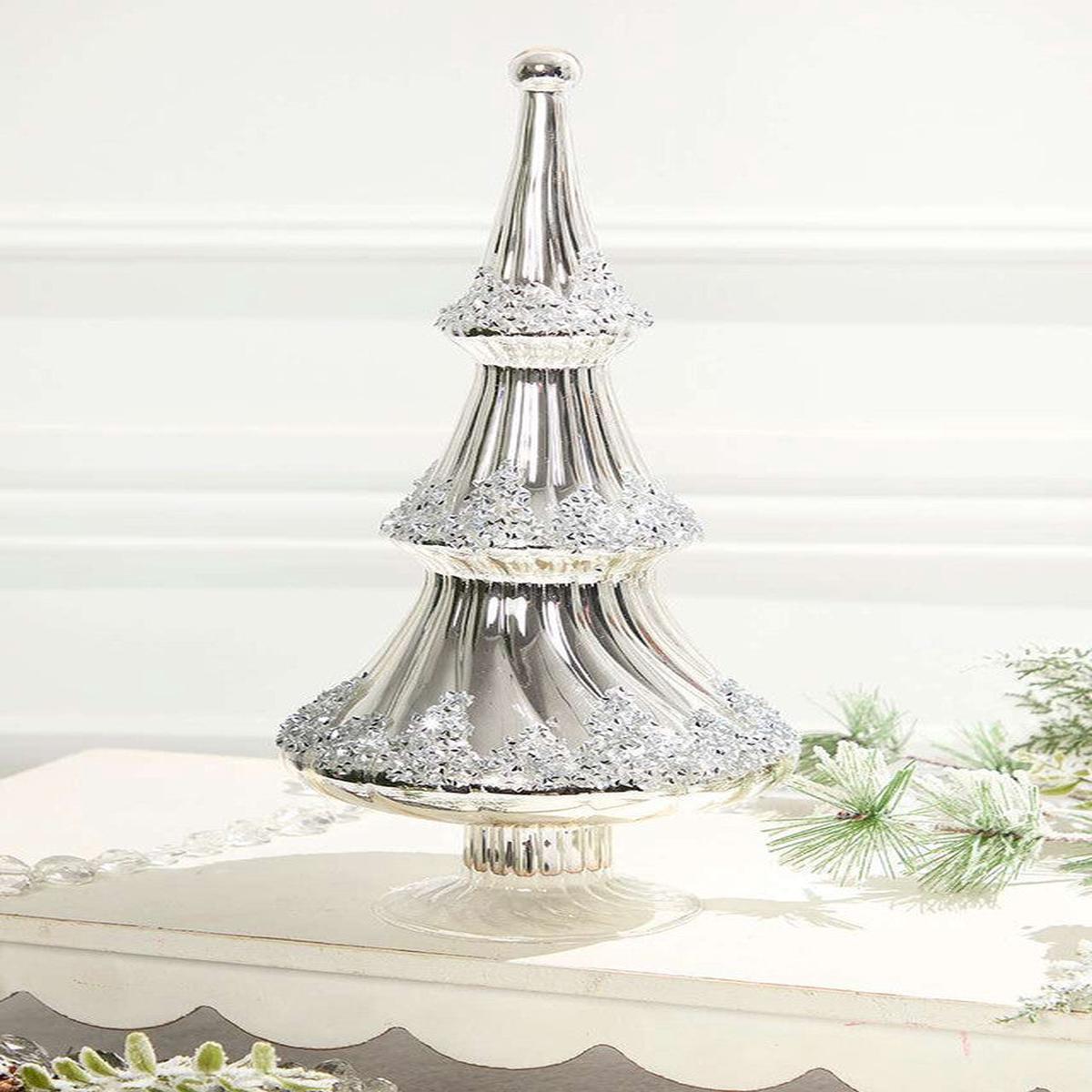 14.5 Inchi Icy Silver Christmas Tree Elegant Winter Holiday Dcor
